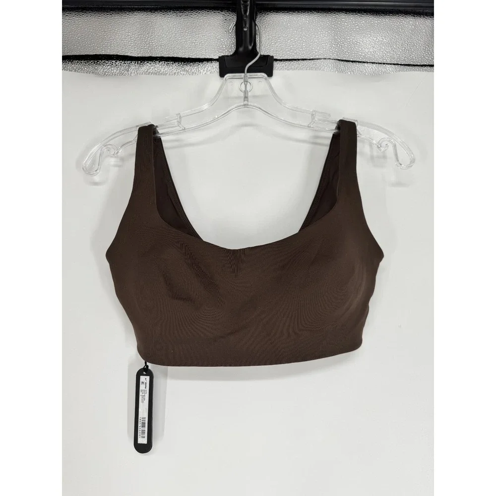 SKIMS x Nike Matte Scoop Neck Sports Bra Womens Small Dark Sepia Dri Fit Brown